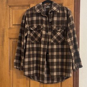 Grace & Emm Brown Plaid Shacket